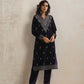 trueBrowns Purple Velvet Embroidered Kurta Pant Dupatta Set | Swadesiicart
