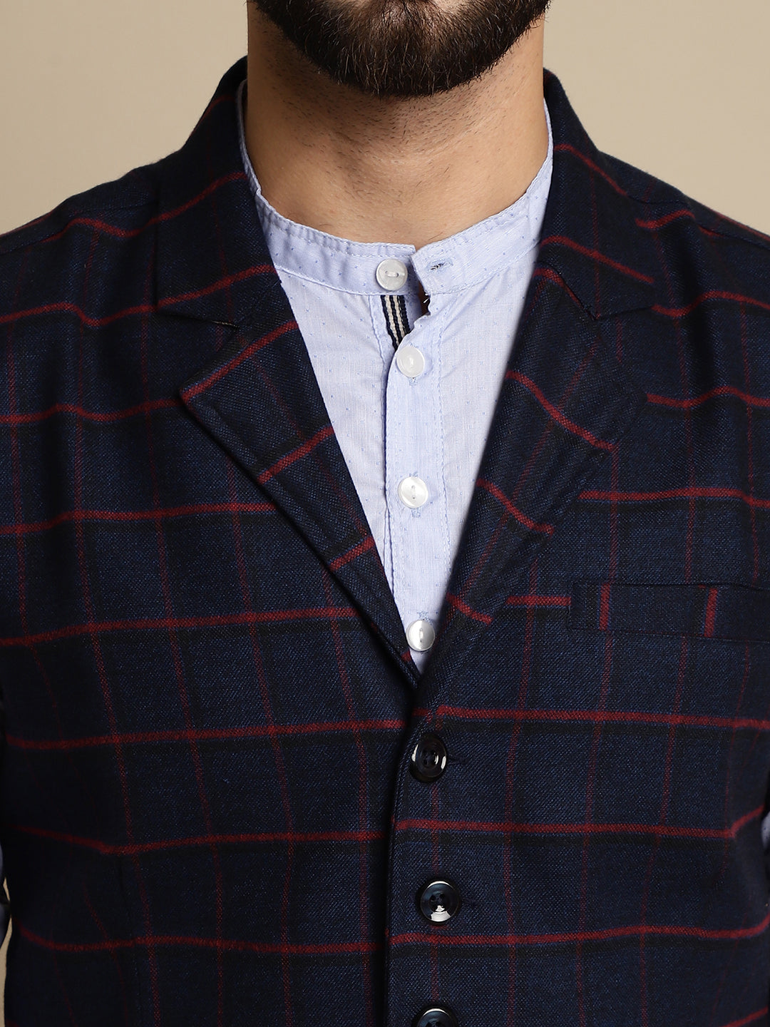 Even Apparels Men's Blue Waistcoat with Notched Lapel | Swadesiicart