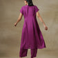 trueBrowns Purple Bandhani Printed Silk Drop Shoulder Kurta Pant Set | Swadesiicart