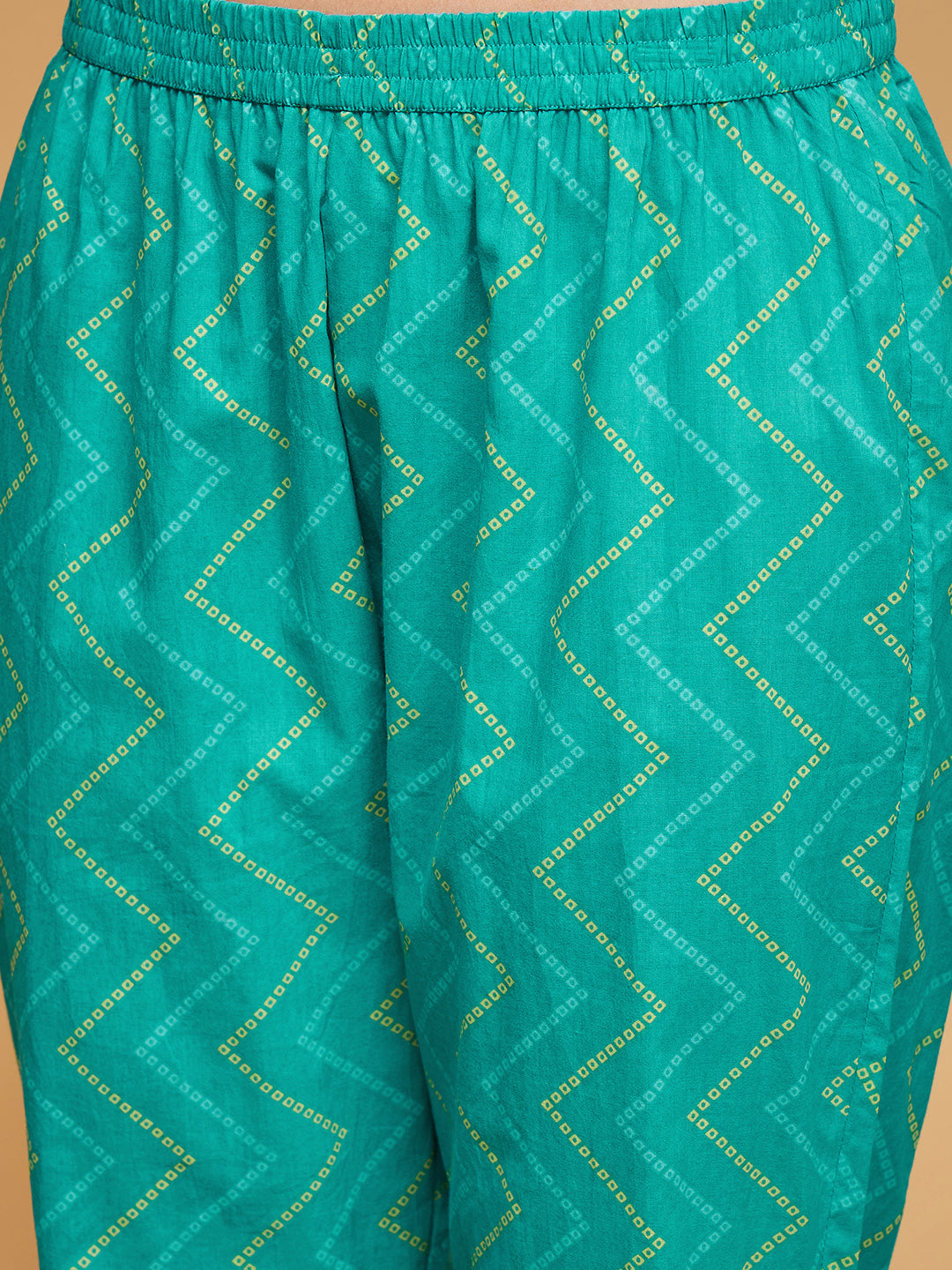 InWeave Women's Aqua S Print Alia Cut Gota Work Kurta Set W Aqua Le Du - Swadesiicart