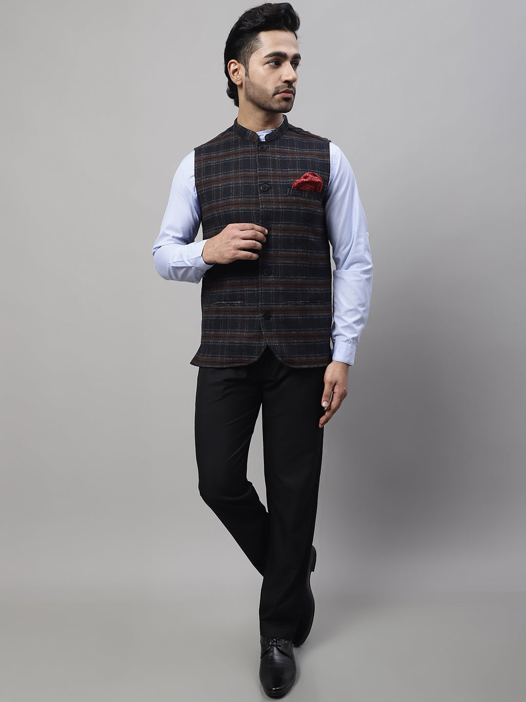 Even Apparels Men's Black Nehru Jacket With Welt Pockets | Swadesiicart