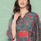 Ahalyaa Women Floral Printed Flared Sleeves Gotta Patti Crepe Kaftan Kurta | Swadesiicart