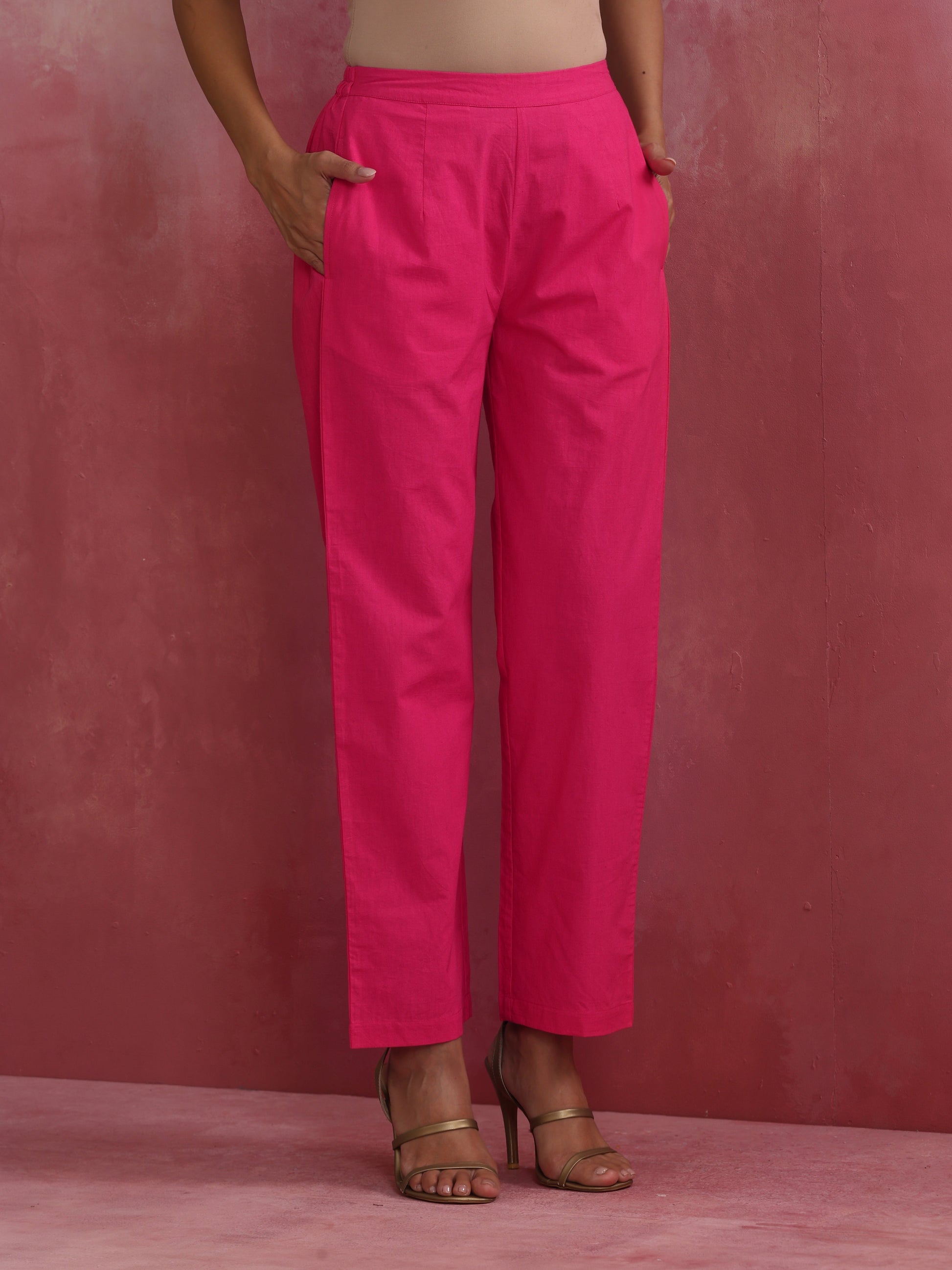 trueBrowns Pink Cotton Dobby Co-ord set - Swadesiicart