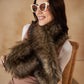 InWeave Women's Beige Print Faux Fur Neck Warmer - Swadesiicart