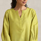 trueBrowns Green Cotton Blend Short Kurta | Swadesiicart