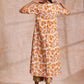 trueBrowns Red Overall Floral On White Cotton Block Print Kurta Pant Set | Swadesiicart