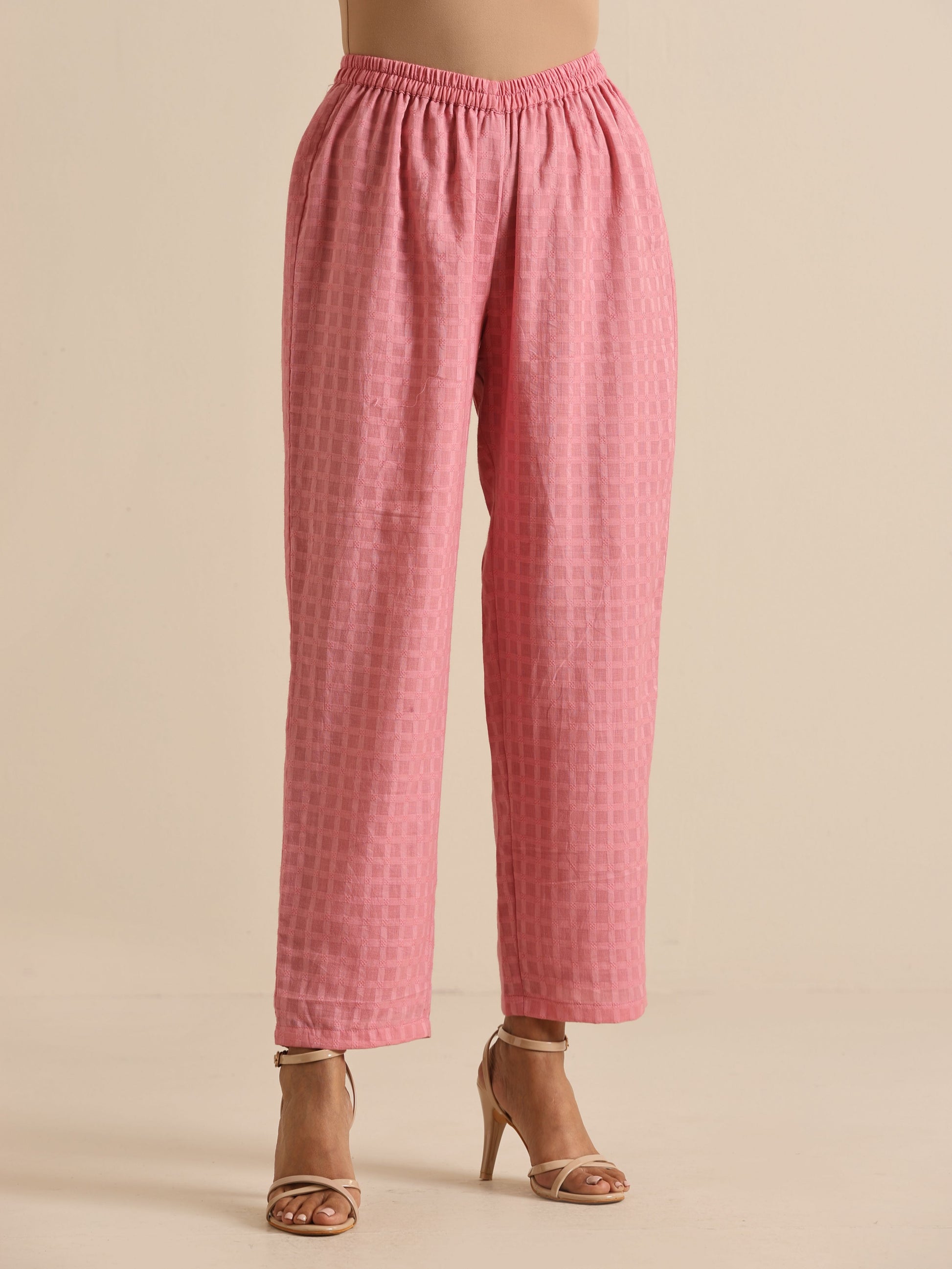 trueBrowns Light Pink Dobby Oversized Co-Ord Set - Swadesiicart