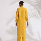 trueBrowns Yellow Cotton Pleated Shirt Kurta Set | Swadesiicart