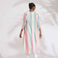 trueBrowns Off-White Cotton Multi Stripe Flared Kurta Set | Swadesiicart