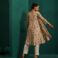 trueBrowns Off white Floral Jaal Muslin Silk Printed High Low Co-ord Set - Swadesiicart