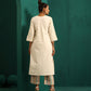 trueBrowns Ivory Tonal Cotton Kurta with Embroidered Pants | Swadesiicart
