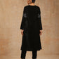 trueBrowns Black Velvet Sleeve Embroidered Kurta | Swadesiicart