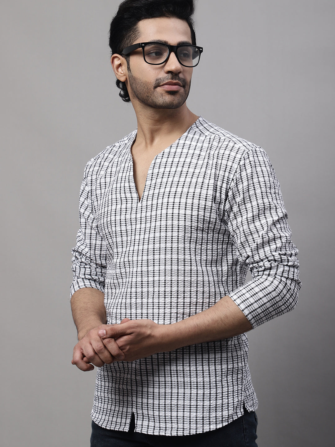 Even Apparels Multi Pure Cotton Open Neck Kurta | Swadesiicart