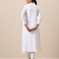 trueBrowns Cotton White Weave Collar Kurta Pant Set | Relove | Swadesiicart
