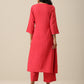 trueBrowns Bright Pink Slub Texture Angrakha Pant Set | Swadesiicart