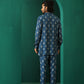 trueBrowns Men's Blue Floral Muslin Silk Printed Co-ord Set - Swadesiicart