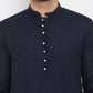 Even Apparels Blue Pure Cotton Kurta With Band Collar | Swadesiicart