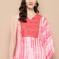 Ahalyaa Printed One-Shoulder Flared Sleeve Sequinned Kurta with Trousers | Swadesiicart