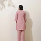 trueBrowns Pink Cotton Linen Kurta Co-Ord Set - Swadesiicart