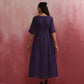 trueBrowns Purple Cotton Dobby Dress | Swadesiicart