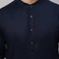 Even Apparels Blue Pure Cotton Kurta With Band Collar | Swadesiicart