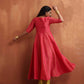 trueBrowns Hot Pink Tissue Flared Anarkali Kurta Set | Swadesiicart