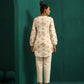 trueBrowns Ivory Peach Cotton V-Neck Co-Ord Set - Swadesiicart