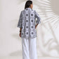trueBrowns White Cotton Print Jacket Co-ord Set - Swadesiicart