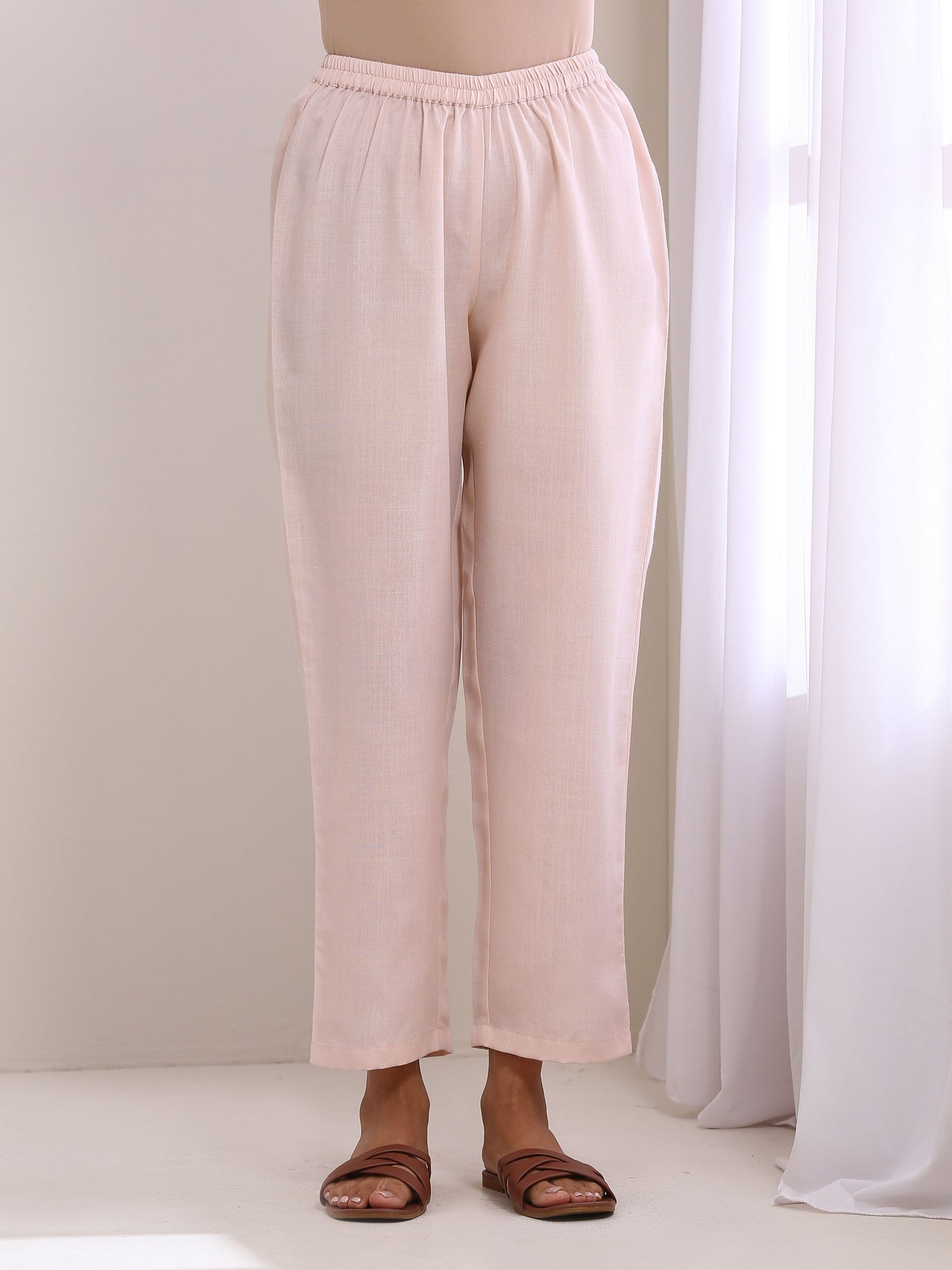 trueBrowns Pink Slub Relaxed Fit Co-Ord Set - Swadesiicart