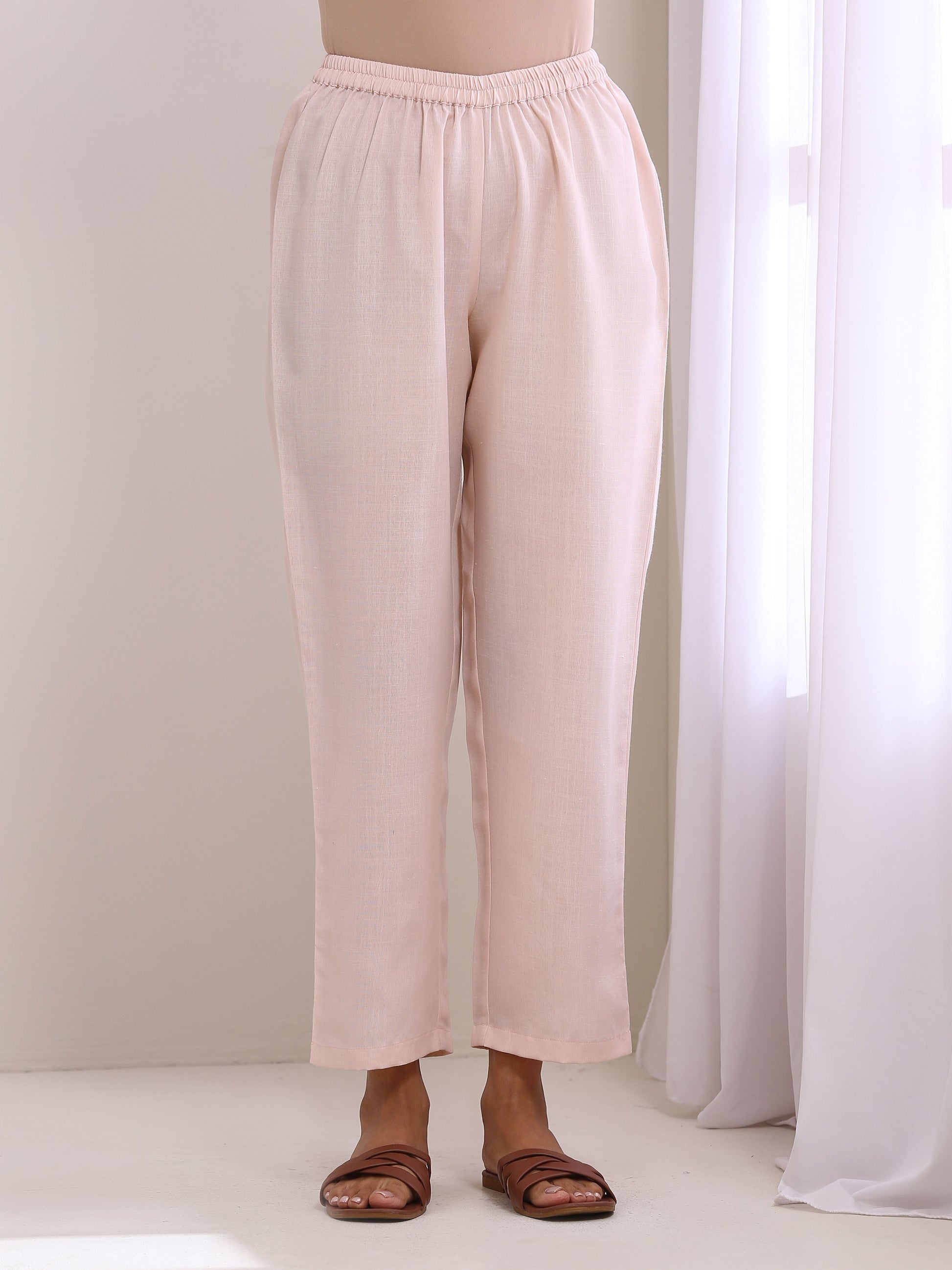 trueBrowns Pink Slub Relaxed Fit Co-Ord Set - Swadesiicart