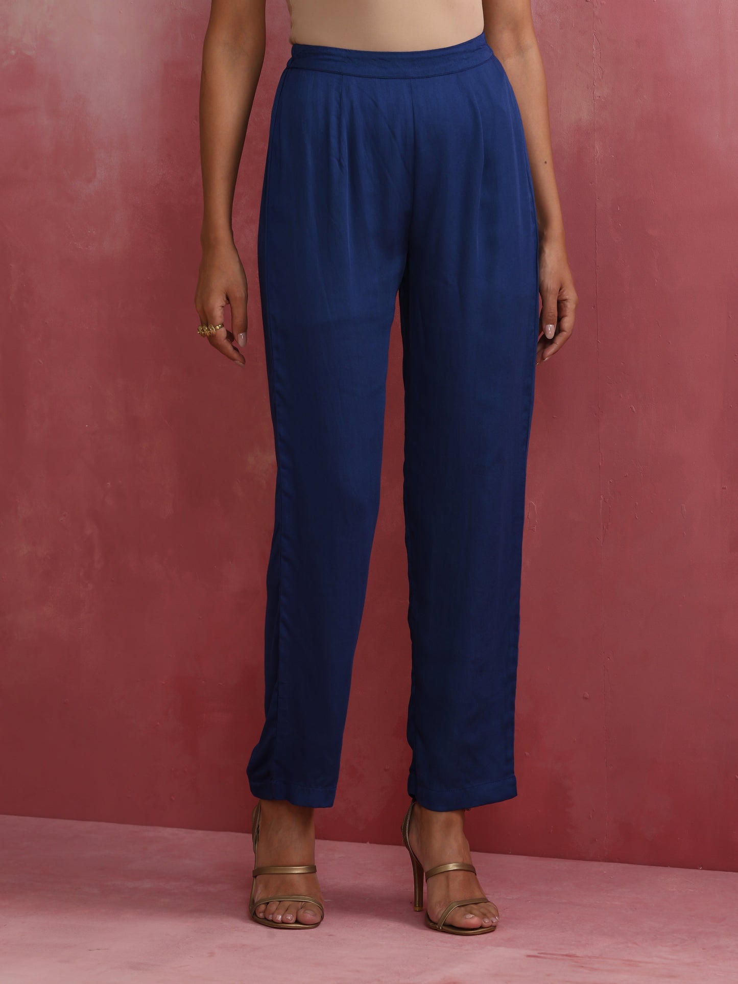 trueBrowns Blue Modal Front Slit Kurta set | Swadesiicart