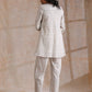 trueBrowns White With Small Floral Booti Print Cotton Pleated Co-Ord Set - Swadesiicart