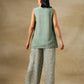 trueBrowns Light Green Bandhani Printed Silk Sleevesless Jacket Pant Set | Swadesiicart