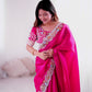 Lorenvalley Fashion Magenta Jimmy Choo with Embroidery Threads Codding & Sequins Work Saree with Blouse - Swadesiicart