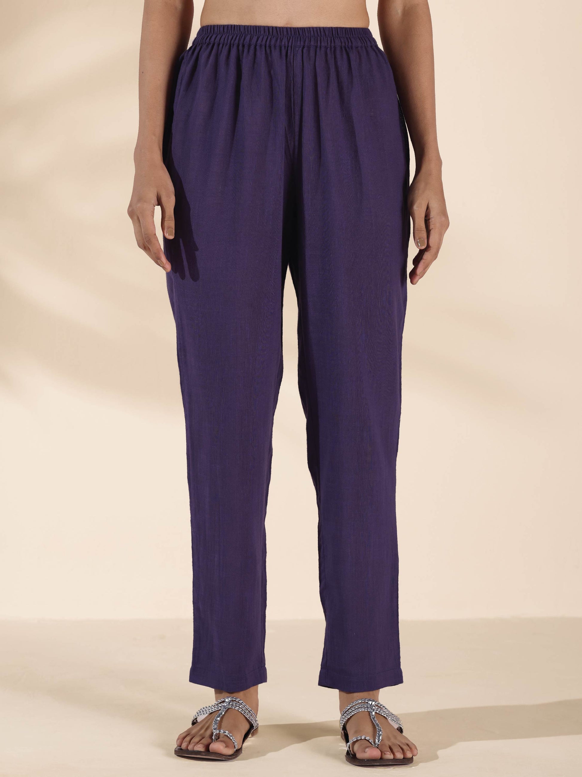 trueBrowns Purple Cotton Relaxed Co-ord Set - Swadesiicart