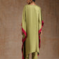trueBrowns Light Green Modal Satin High-Low Kaftan Kurta Set | Swadesiicart