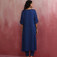 trueBrowns Blue Modal Kimono sleeve Kurta set | Swadesiicart