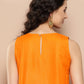 InWeave Women's Tangy Orange Short Pallazo Set W Green Or Dupatta - Swadesiicart