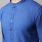 Even Apparels Blue Solid Kurta With Band Collar | Swadesiicart