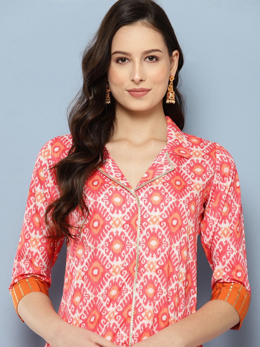 Ahalyaa Women Ethnic Motifs Printed Regular Gotta Patti Kurta with Palazzos | Swadesiicart
