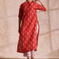 trueBrowns Red On Red Ikat Print Cotton Kurta Pant Set | Swadesiicart