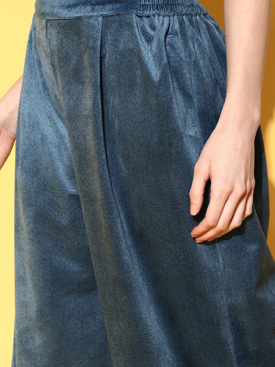 Ahalyaa Women Gotta Patti Velvet Kurta with Palazzos & With Dupatta | Swadesiicart