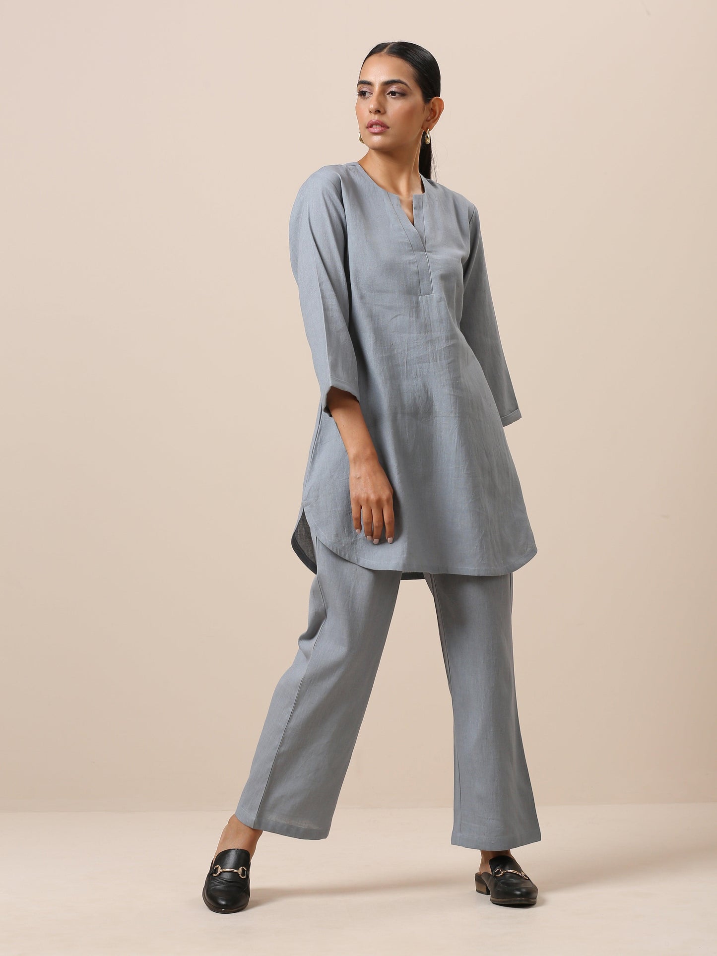 trueBrowns Cotton Steel Blue Short Co-Ord Set | Relove - Swadesiicart