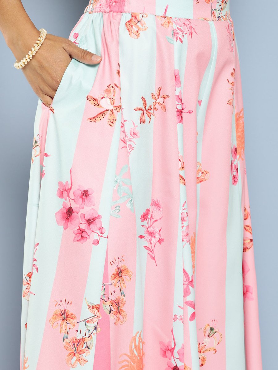 Ahalyaa Women Floral Printed Top with Palazzos & Shrug | Swadesiicart