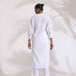 trueBrowns trueBrown White Cotton Schiffli Kurta Set | Swadesiicart