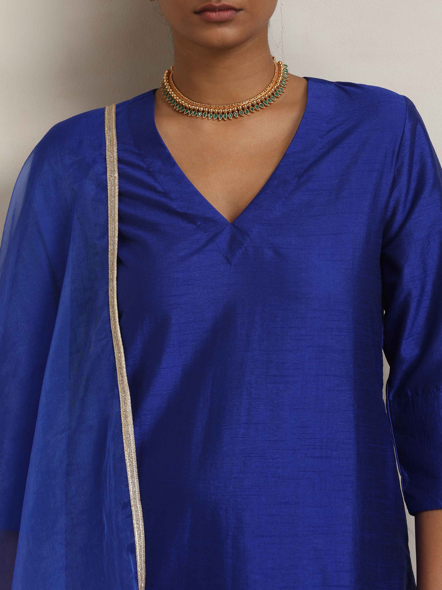trueBrowns Electric Blue Sharara Dupatta Set | Swadesiicart
