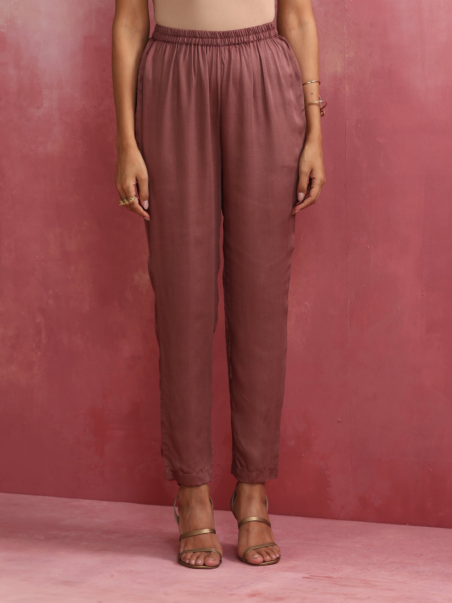 trueBrowns Pink Modal Kimono Kurta Set - Swadesiicart