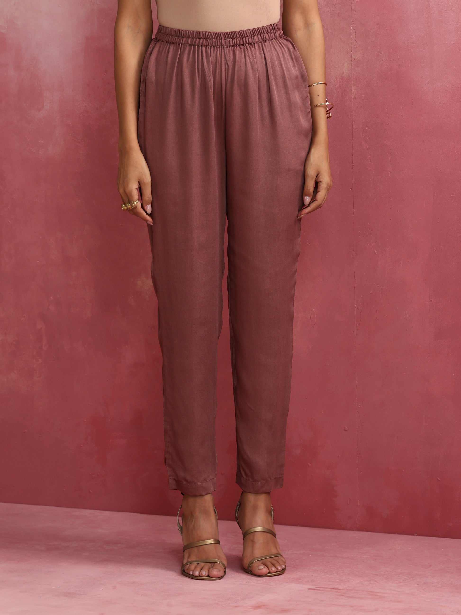 trueBrowns Pink Modal Kimono Kurta Set - Swadesiicart