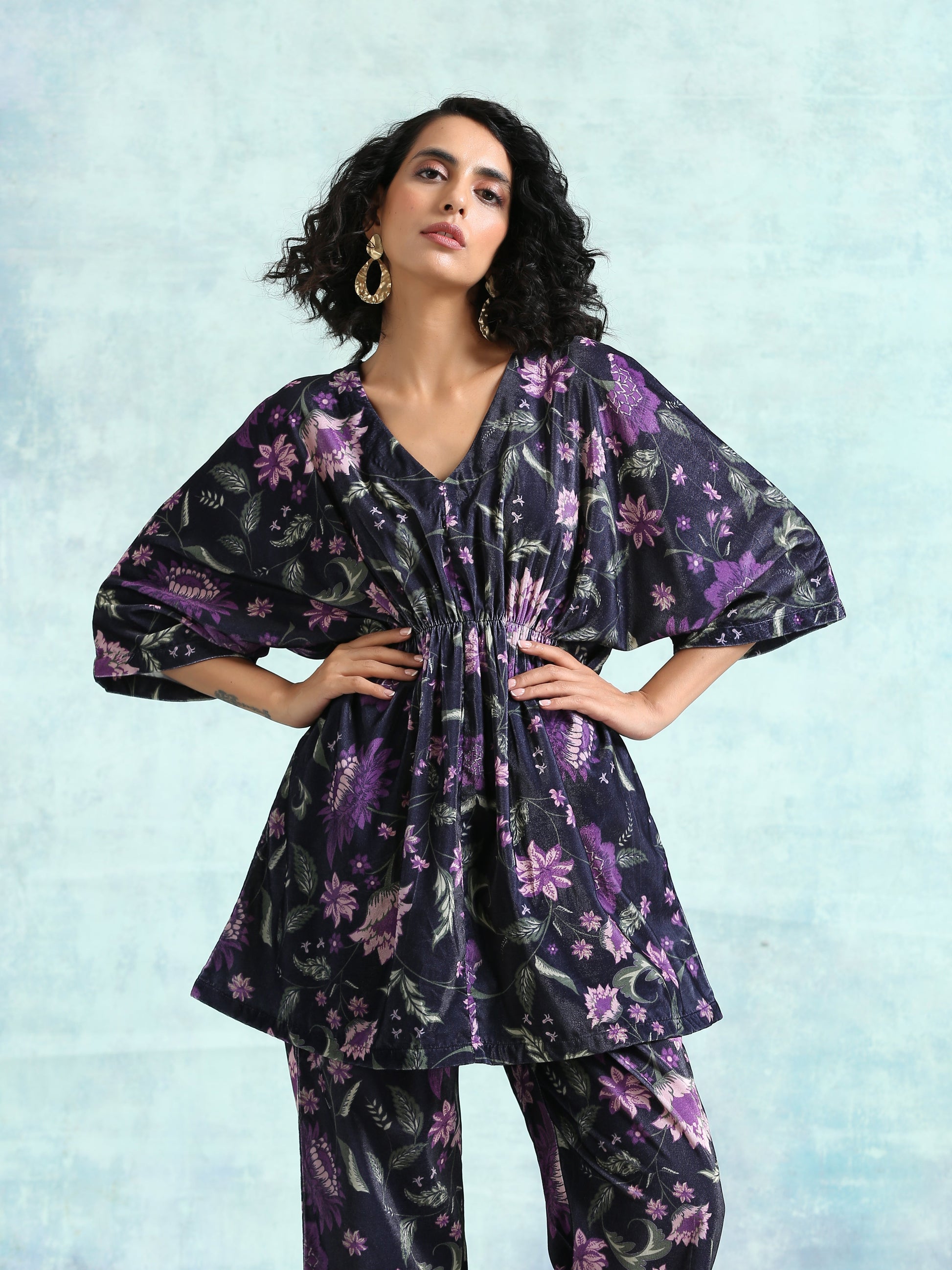 trueBrowns Black Printed Velvet Co-Ord Set - Swadesiicart
