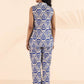 trueBrowns Blue Cotton Ikat Sleeveless Co-ord Set - Swadesiicart